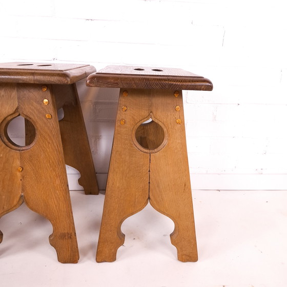 Image 1 of 4 Vintage Stools Oak