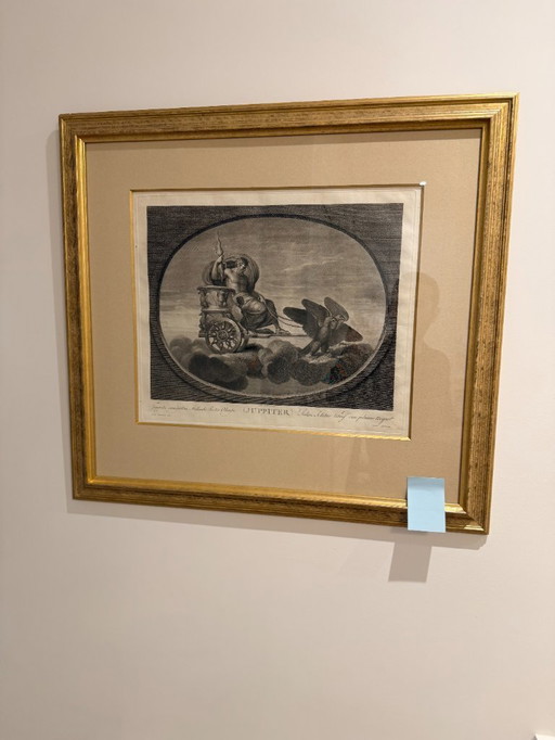 Zeer fraaie complete set van zeven neoclassicistische kopergravures "7 planeten", Carlo Iasinio, naar Raphael Urbinas, eind 18e 