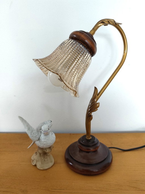 Gooseneck table lamp with tulip shade