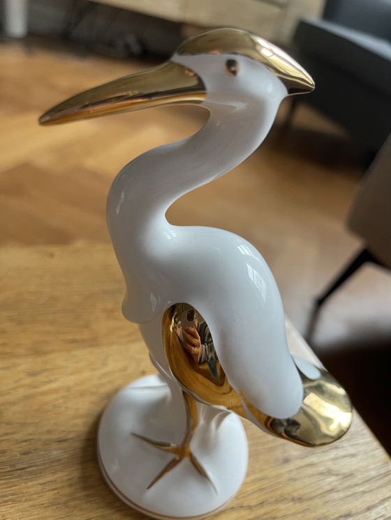 Image 1 of 2 porseleinen vogels met 24 karaat goud