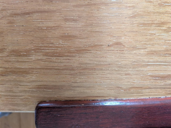 Mid-century Coffee table with curved top and magazine rack, Merk onbekend, Metal, Wood, Brown (photo 5 of 5)