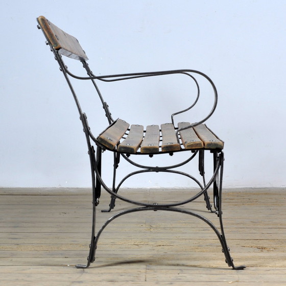 Image 1 of Panchina da parco in ferro rivettato, anni &#39;20