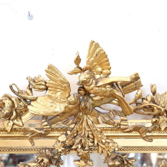 Image 1 of Large Antique Wall Mirror in Gilded Wood, Italy 19th Century