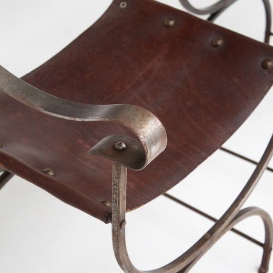 Image 1 of Een paar leren stoelen van Maison Jansen, Frankrijk, jaren 1950.