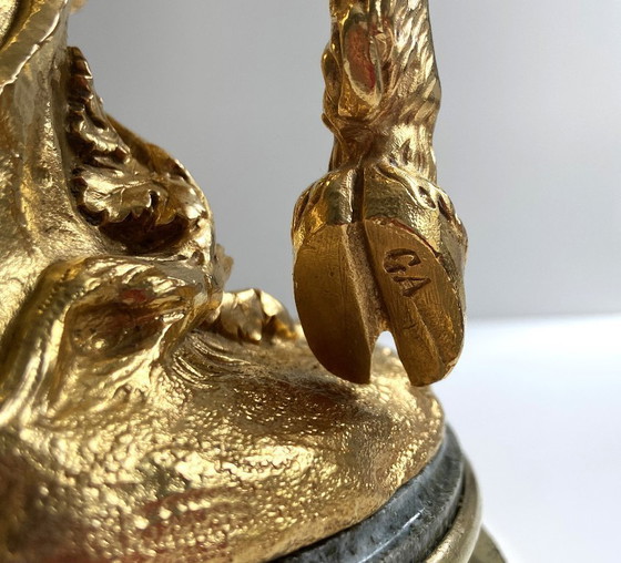 Image 1 of Atypische Skulptur Junger Satyr Fackelträger Bronze vergoldet nach Clodion Statue Kunst