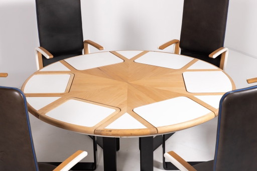 Unique Danish Design table with fixed armchairs from Peter Karpf, 1980’s