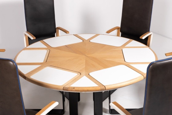 Image 1 of Unique Danish Design table with fixed armchairs from Peter Karpf, 1980’s