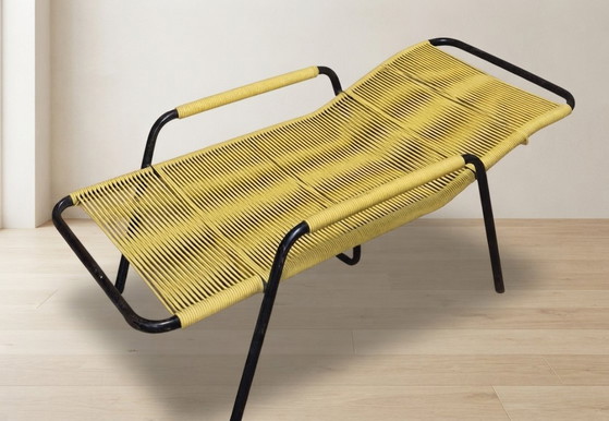 Poltrona Lounge Vintage Corda Gialla, Metallo Tubolare, Anni '70, 120 x 56 42 cm – Sedie a dondolo (photo 2 of 12)