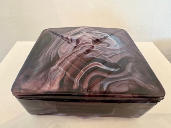 Image 1 of Dekseldoos, marmorite glas, A. Copier, Leerdam, 1932