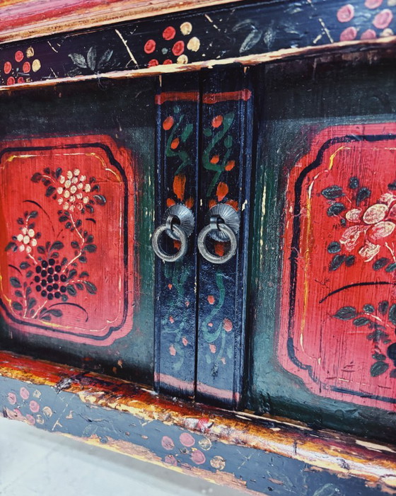 Vintage Chinese Black & Red Cabinet – Metal, Wood (photo 16 of 19)