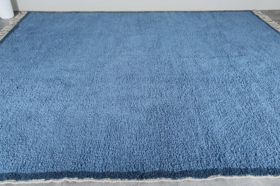Image 1 of Tappeto Beni Ourain blu - Tappeto marocchino - Tappeto blu tinta unita - 230x140