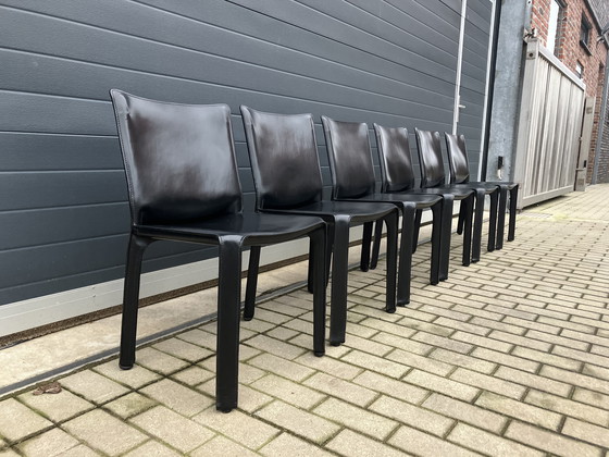 Image 1 of 8x Cassina Cab chair Mario Bellini Black Harness Leather