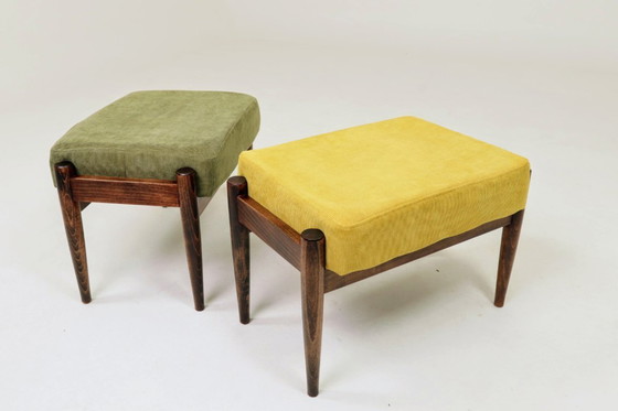 Image 1 of Tabouret scandinavo verde giallo velours côtelé Lotto di 2