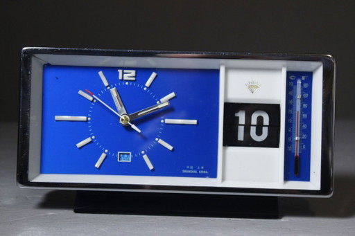 Diamond Shanghai - Vintage Mechanischer Wecker mit Lamellendatum, Space Age Design