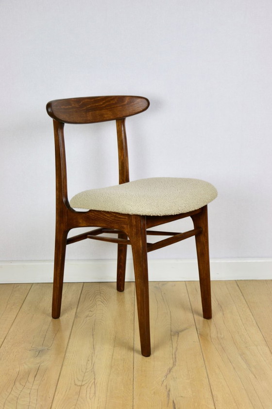 Image 1 of Hałas vintage chairs beige boucle - set of 3