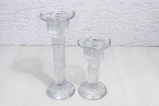 Duo de chandeliers en verre conçu par Staffan Gellerstedt pour le fabricant suédois Pukeberg.
