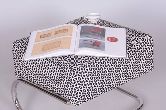Restored Bauhaus Stool, by Robert Slezák, Chrome-Plated Steel, Czech, 1930s – Textile (photo 7 of 7)