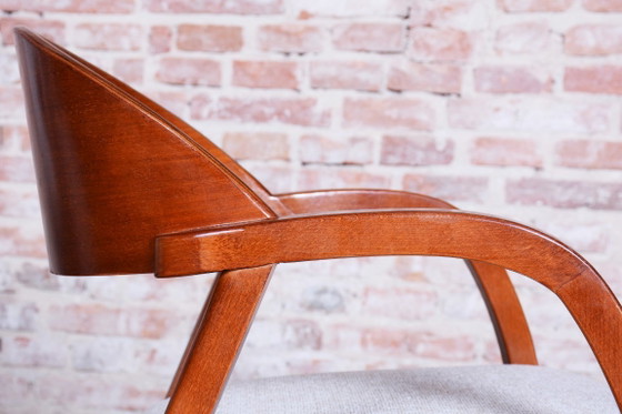 Pair of Restored Mid-Century Armchairs, Reupholstered, Cherry Wood, Czech, 1970s – Textile (photo 8 of 18)