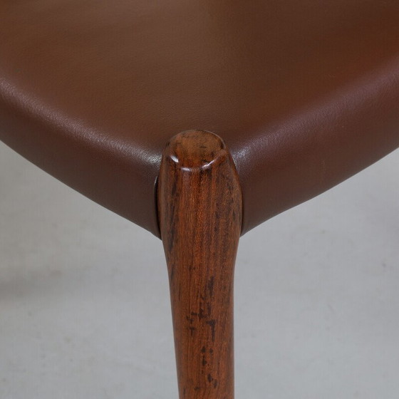 Image 1 of Set of 6 vintage model 80 leather dining chairs by Niels Møller for J.L. Møllers Møbelfabrik, 1960