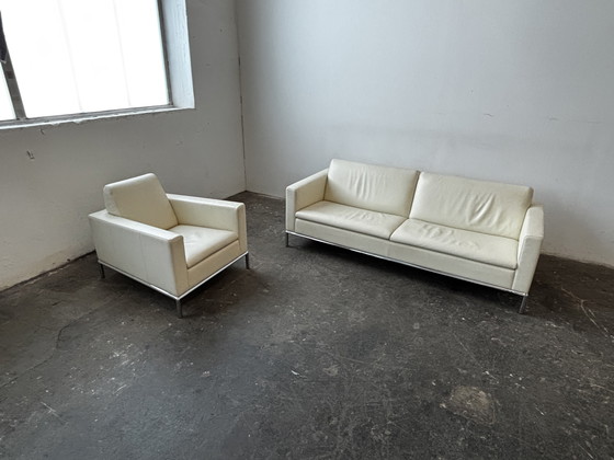 Image 1 of De Sede DS-4 designgroep leren bank fauteuil