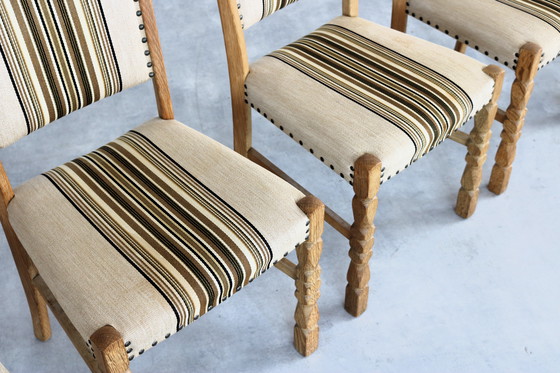 Image 1 of 6x brutalist Danish oak dining chairs