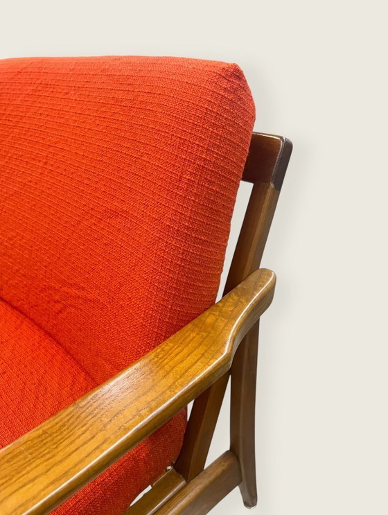 Image 1 of Poltrona vintage / poltrona da cocktail – anni '60 – stile scandinavo – legno massello – rivestimento originale sfoderabile