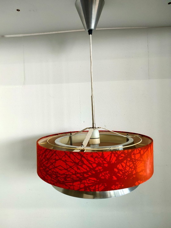 Image 1 of Lampada a sospensione ad anello Dijkstra vintage anni '60/'70, in condizioni da mercatino dell'usato.