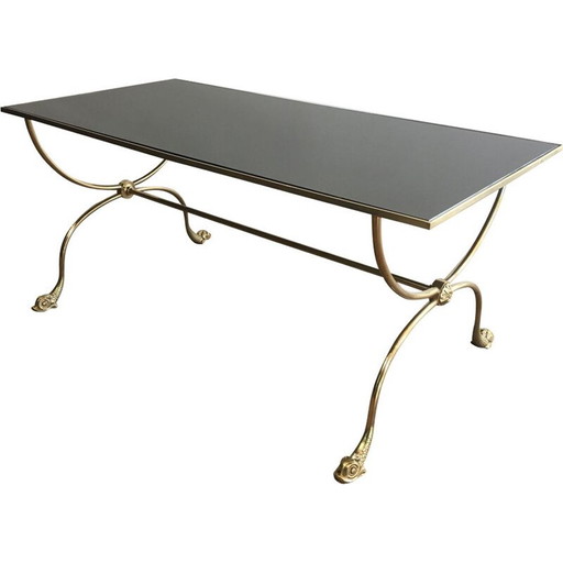 Mesa de centro vintage de latón de Jansen, Francia, 1940