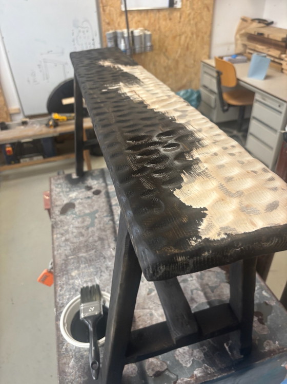 Ebony Black | Panca di design unica fatta a mano, 110 cm, Maxrai, Panche, Legno, Nero (foto 6 di 7)