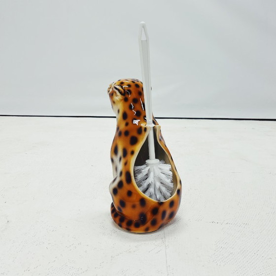 Image 1 of Leopard Ceramic Toilet Brush Holder