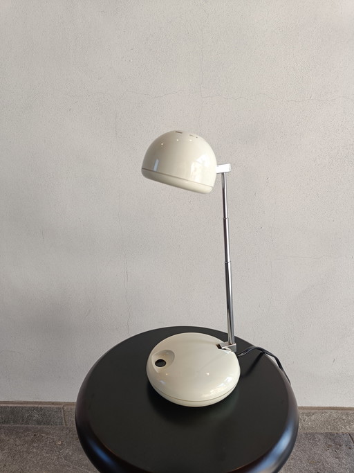 Vintage Space Age Table Lamp in White Plastic and Chrome, Italy 1970s/1980s