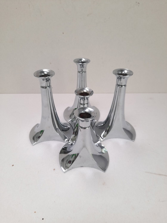 5 WMF Modular Chrome Candlesticks – Candle holders, Metal (photo 2 of 6)