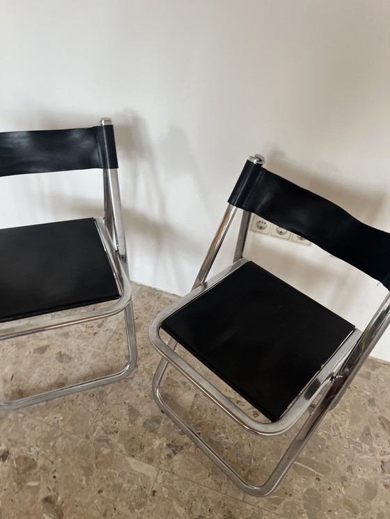 Image 1 of Originele Arrben Tamara klapstoelen met zwart leer