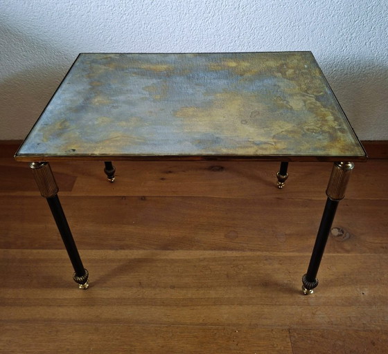 Image 1 of Vintage Maison Jansen style table nest in bronze and Verre Églomisé