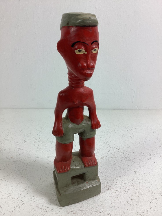 Image 1 of Statua africana in legno colorato arte naif Baule Costa d'Avorio