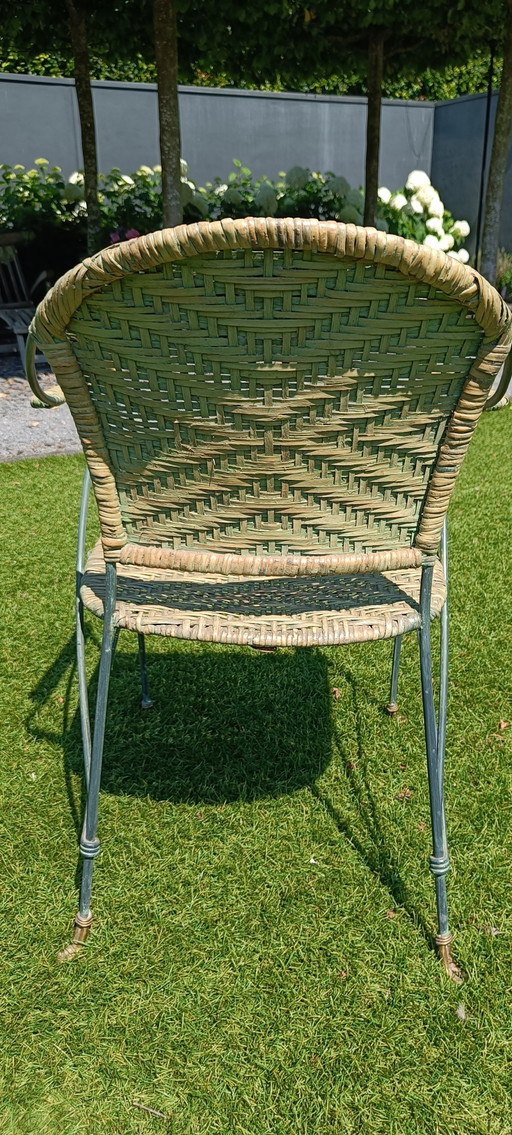 Vintage-Stuhl aus Eisen und Korbgeflecht
