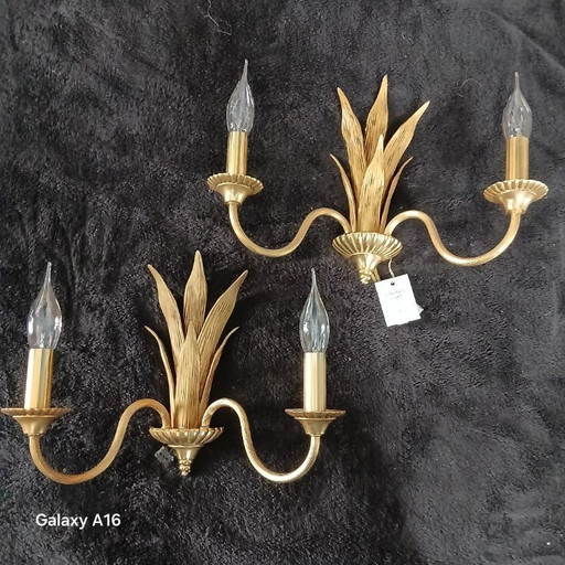 Magnífico conjunto de 2 o 3 apliques de pared de bronce Maison Charles Palmier