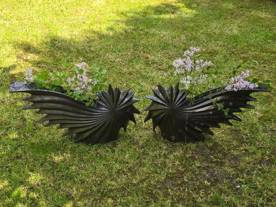 Image 1 of Set Of 2 Large Aluminum Vases, Falling Star