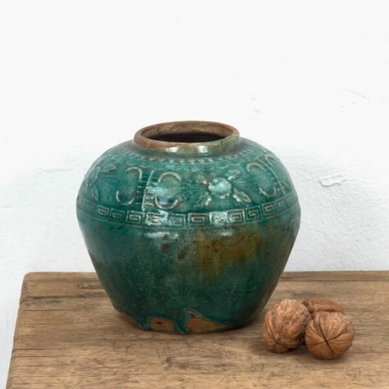 Vase chinois ancien en céramique vert émeraude (c.1820) #5 – Ceramic (photo 5 of 9)
