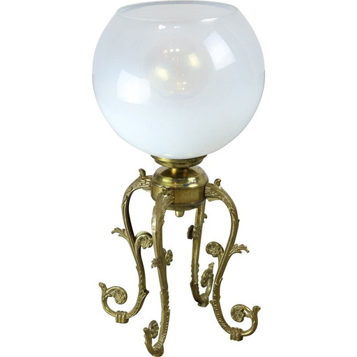 Lampe de table vintage en laiton et verre, Italie