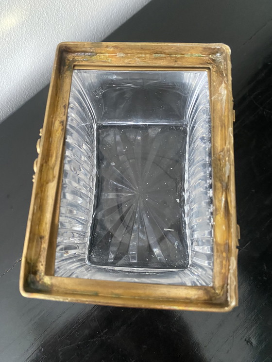 Image 1 of Jewelry box base in 19th century Baccarat cut crystal and Charles X bronze