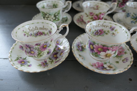 Image 1 of Tazza e piattino Royal Albert Fiore del mese 12 x