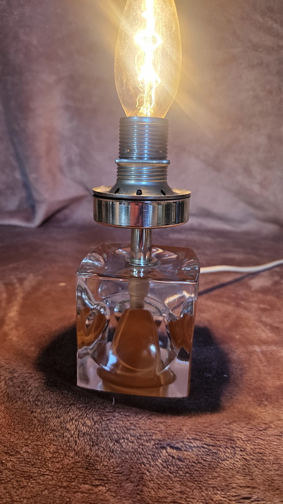 Image 1 of Lamp base cube resin orange retro