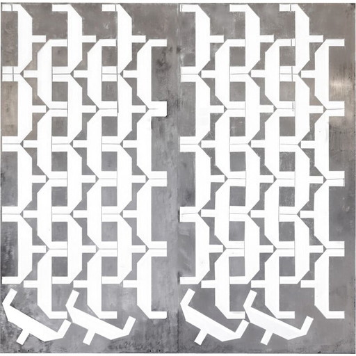 Pair of vintage cast aluminum panels, 1970