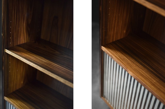 Image 1 of Buffet haut vintage en bois de rose avec verre, Mid Century Scandinavian Modern, 1960s