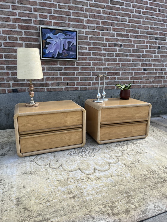 Ensemble vintage de commodes en chêne clair style Space Age années 1970 – Wood (photo 13 of 15)