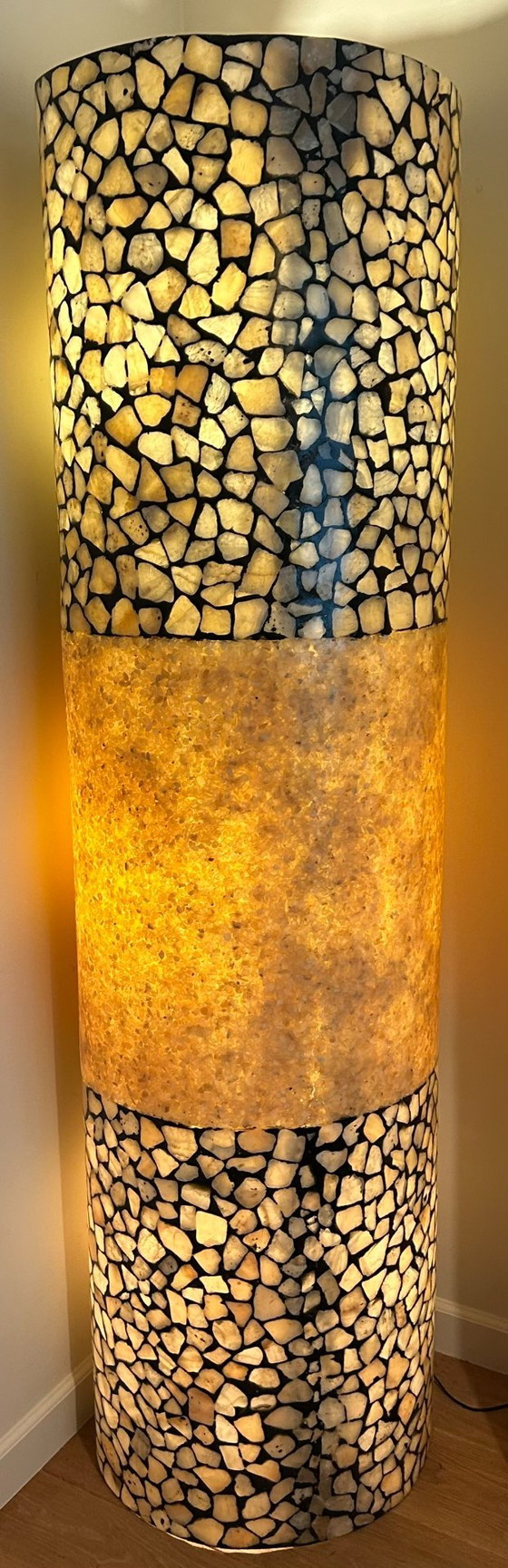 Lampe design, pierre onyx et coquillages - unique, Lampadaires, Plastique, Beige (photo 8 sur 8)