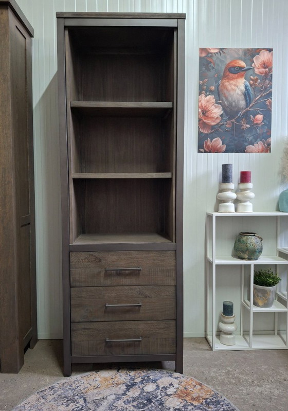 Image 1 of Aufbewahrungsschrank/Bücherregal aus Holz mit Metallrahmen, neu