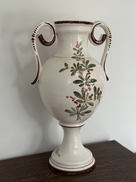 Image 1 of Large hand-painted Italian ceramic amphora – Bassano tradition