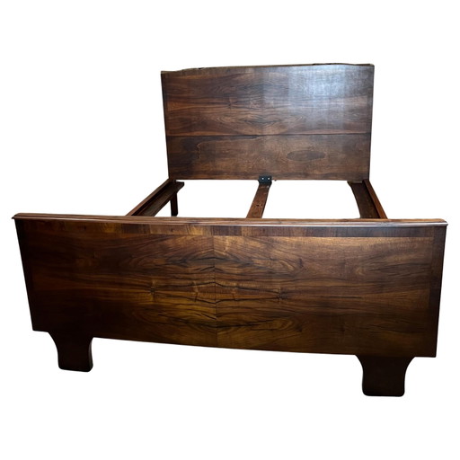 Cama King Size Alberto Smania Marango en Madera de Raíz y Latón Mid Century 1967